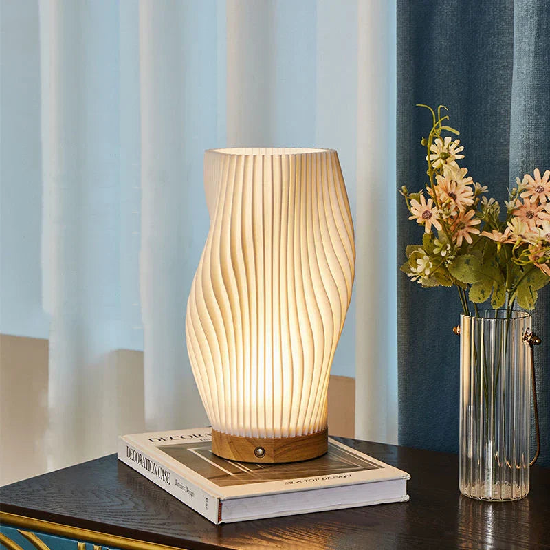 Lámpara de mesa con forma de ola, nube y remolino, vidrio y hierro, regulable, E14, LED, mediana, grande, salón, dormitorio | Sansoti