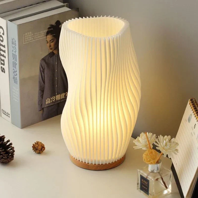 Lámpara de mesa con forma de ola, nube y remolino, vidrio y hierro, regulable, E14, LED, mediana, grande, salón, dormitorio | Sansoti