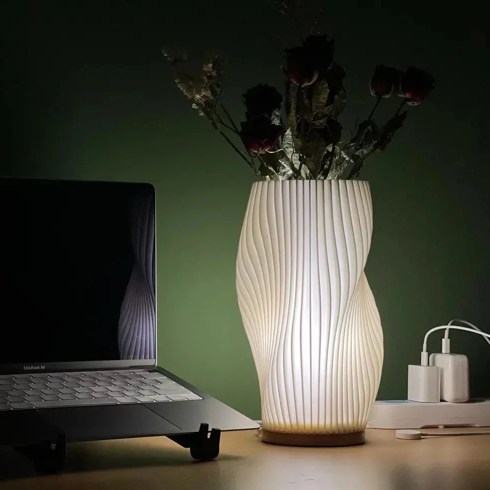 Lámpara de mesa con forma de ola, nube y remolino, vidrio y hierro, regulable, E14, LED, mediana, grande, salón, dormitorio | Sansoti
