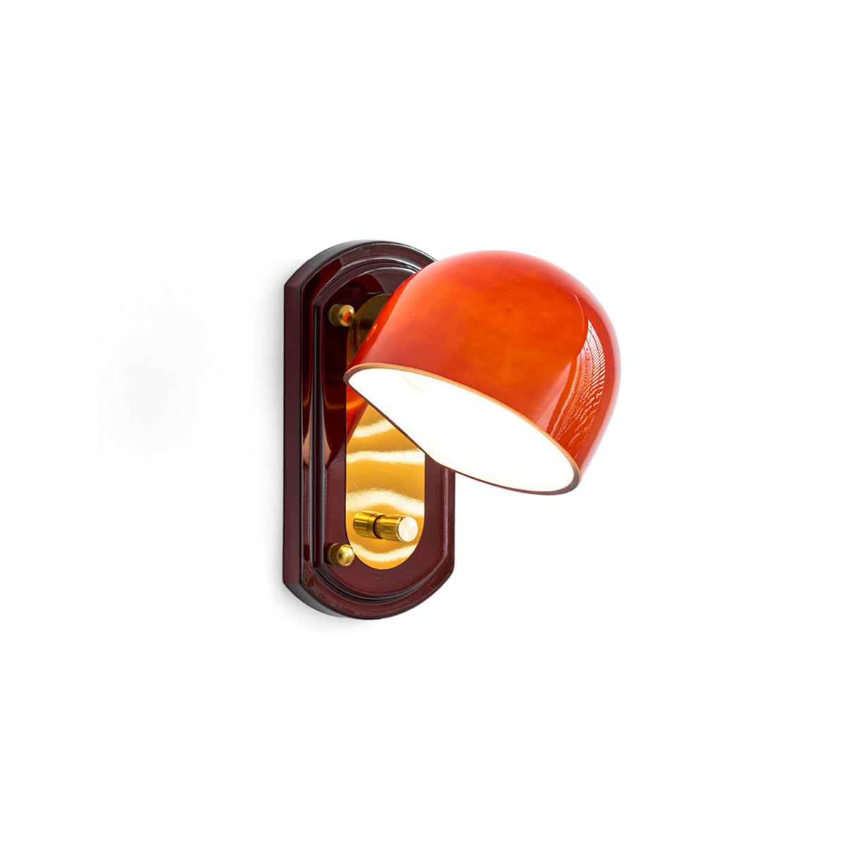 Vintage lampa ścienna z czerwonym szklanym kloszem — nastrojowe oświetlenie retro do salonu i jadalni | Sansoti