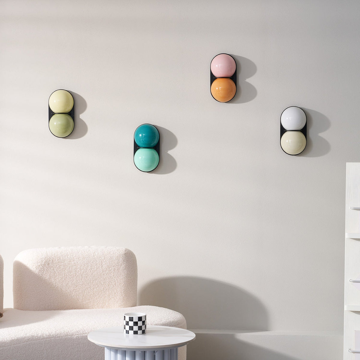 Modern Double Glass Wall Lamp – Playful Lighting with Colored Glass for Bedroom & Kids Room | Sansoti