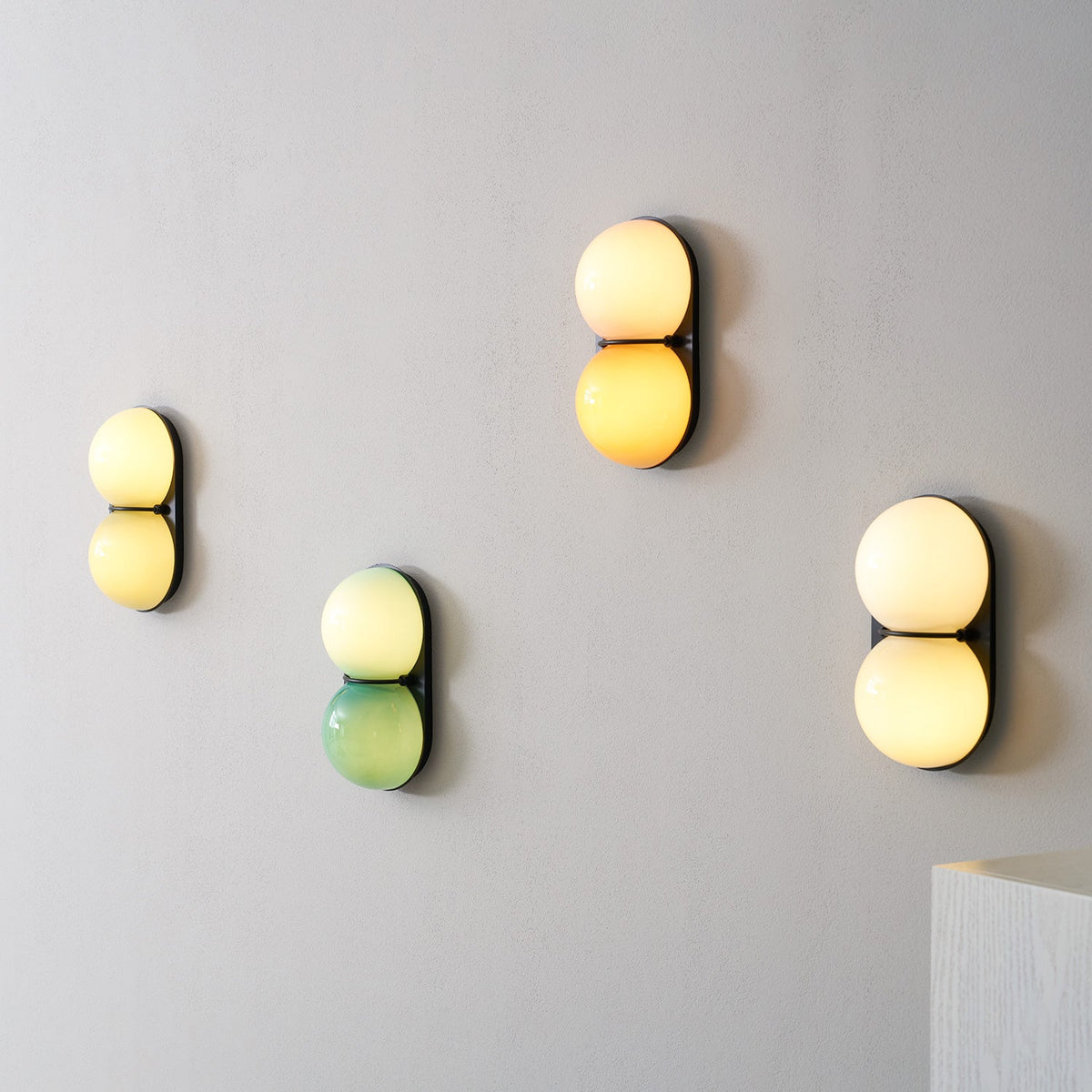 Modern Double Glass Wall Lamp – Playful Lighting with Colored Glass for Bedroom & Kids Room | Sansoti