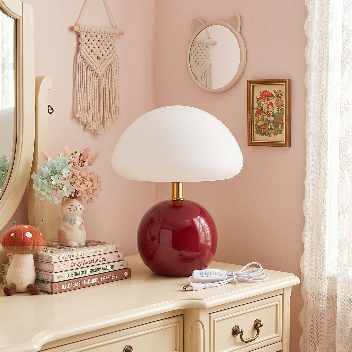 Ceramic Table Lamp with Rotomold Shade - Warm White LED 3000K - Ø 20 cm - Scandinavian Design Lamp | Sansoti