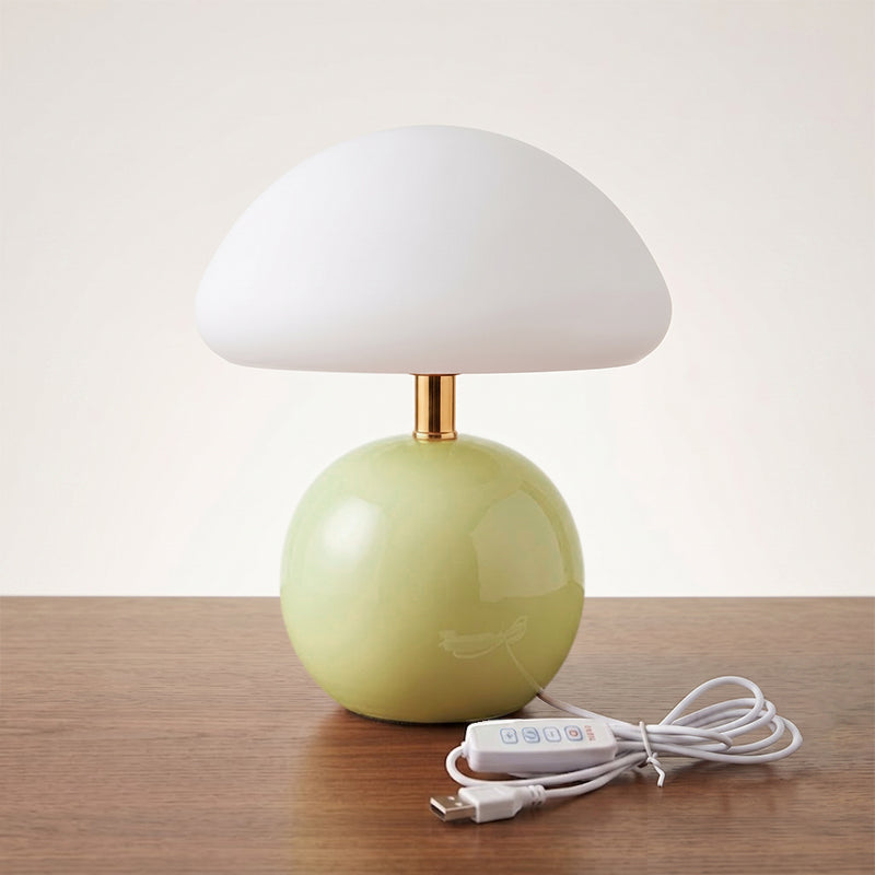 Ceramic Table Lamp with Rotomold Shade - Warm White LED 3000K - Ø 20 cm - Scandinavian Design Lamp | Sansoti