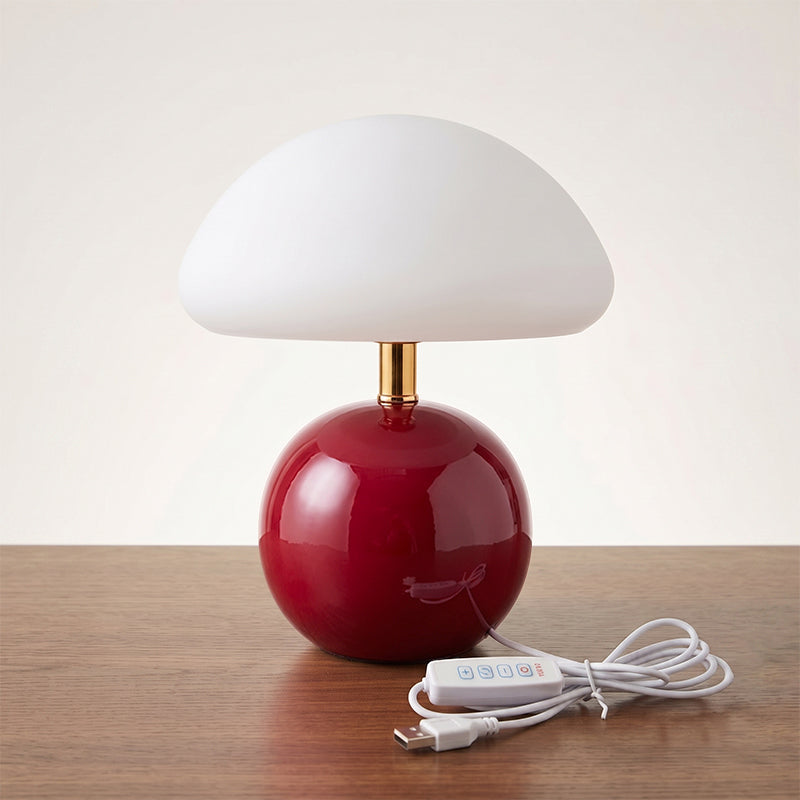 Ceramic Table Lamp with Rotomold Shade - Warm White LED 3000K - Ø 20 cm - Scandinavian Design Lamp | Sansoti