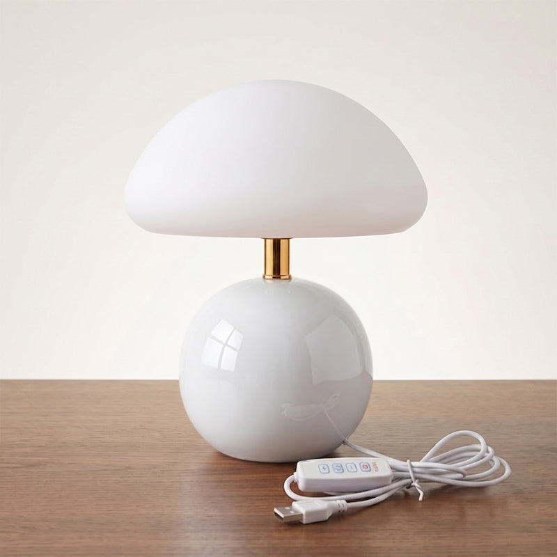 Ceramic Table Lamp with Rotomold Shade - Warm White LED 3000K - Ø 20 cm - Scandinavian Design Lamp | Sansoti