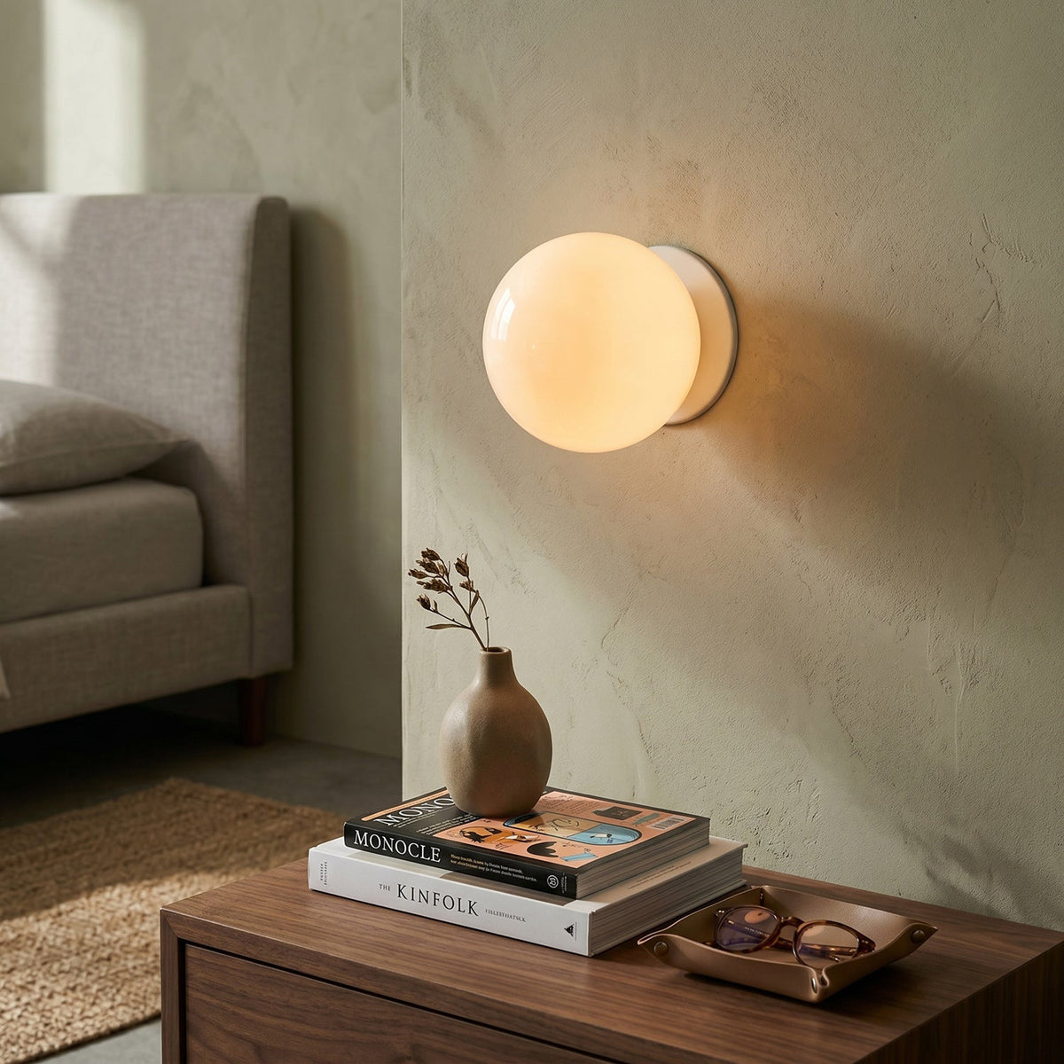 Glass Wall Lamp with Gold or Silver Socket – Modern Design for Bedroom and Living Room | Sansoti