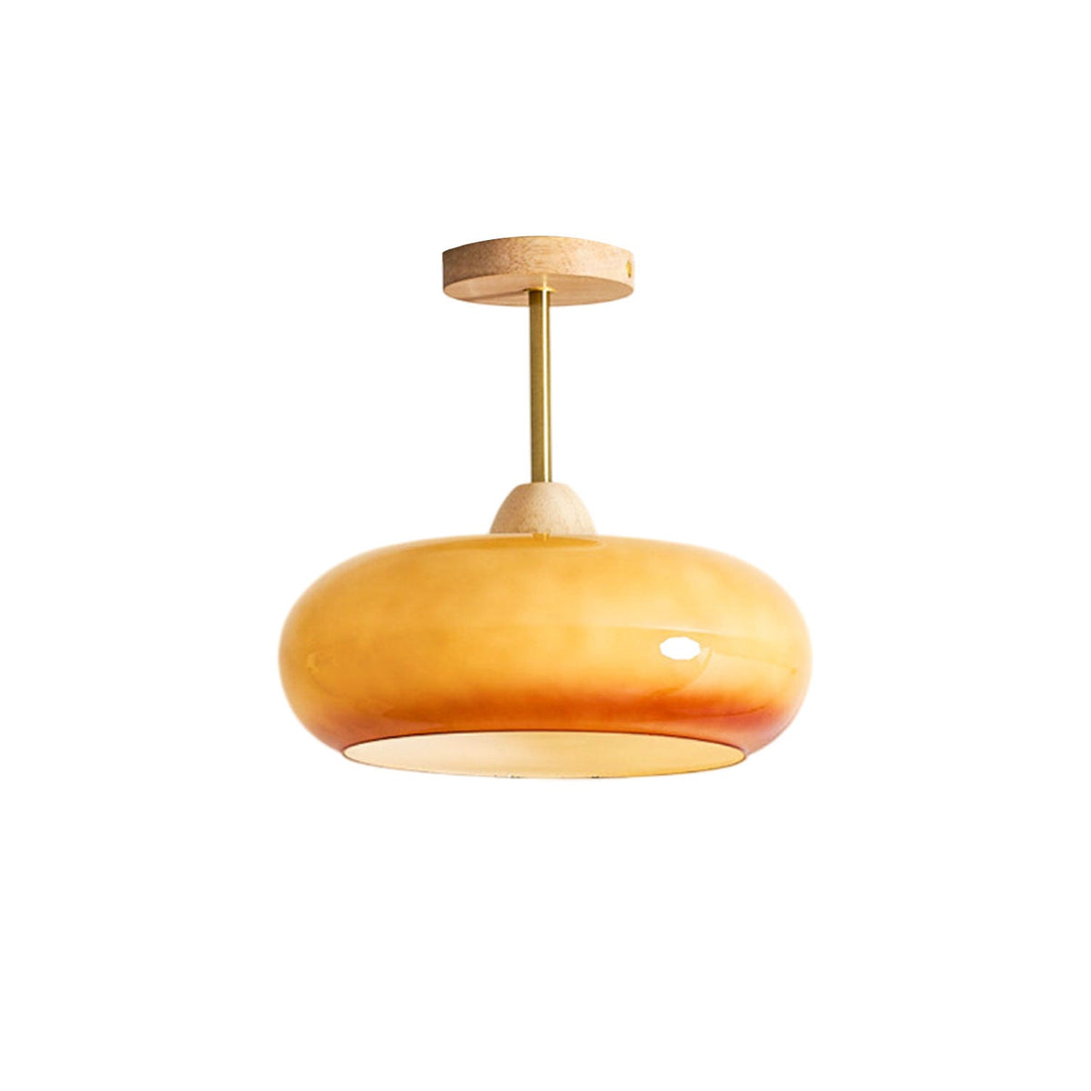 Deckenleuchte Glas Holz Weiß Orange Ø28cm Schlafzimmer Esszimmer Bauhaus Vintage Deckenlampe Mid-Century Retro Stimmungslicht | Sansoti