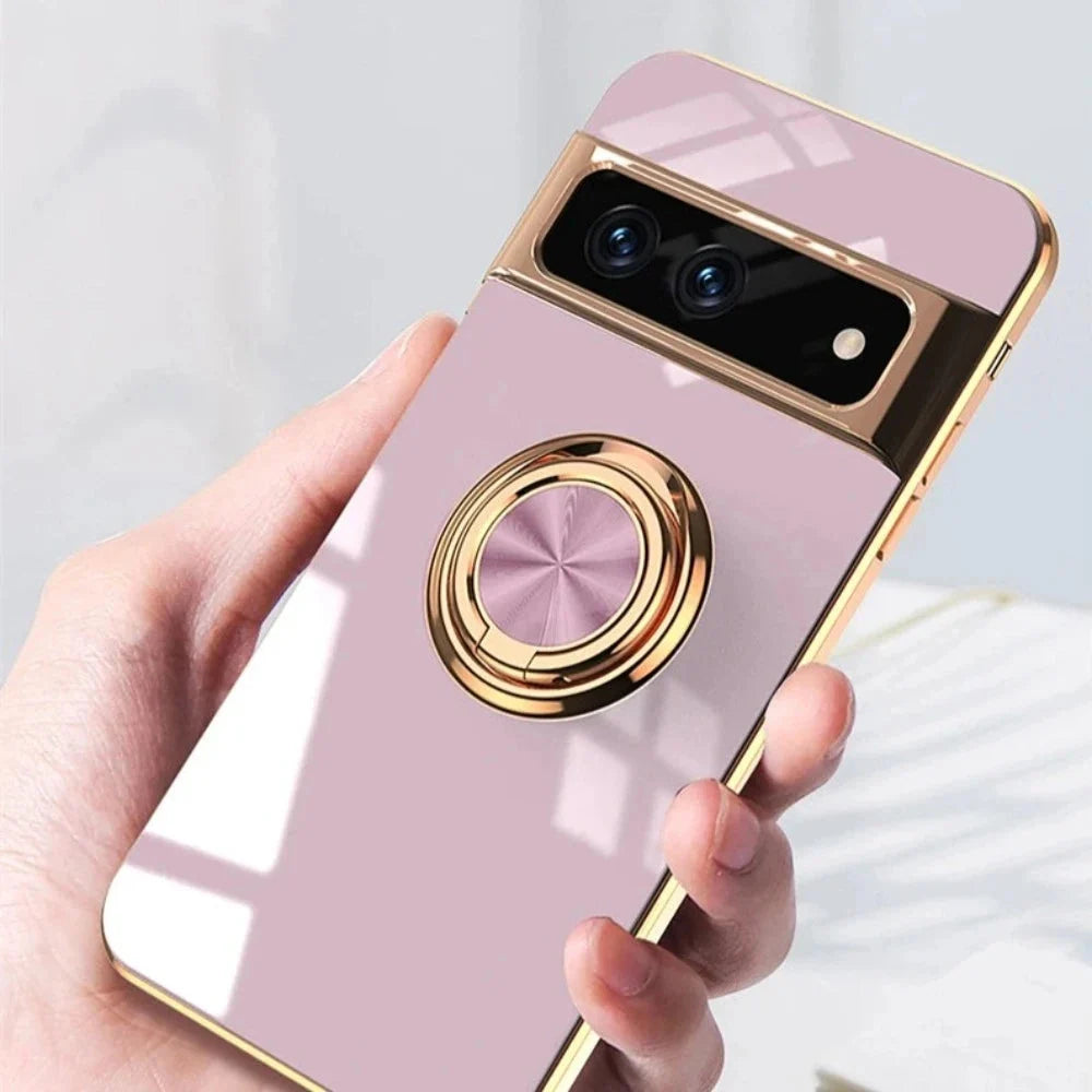 Handyhülle mit drehbarem Ring und Standfuß für Google Pixel – kompatibel mit magnetischer Autohalterung, Schutz | Sansoti