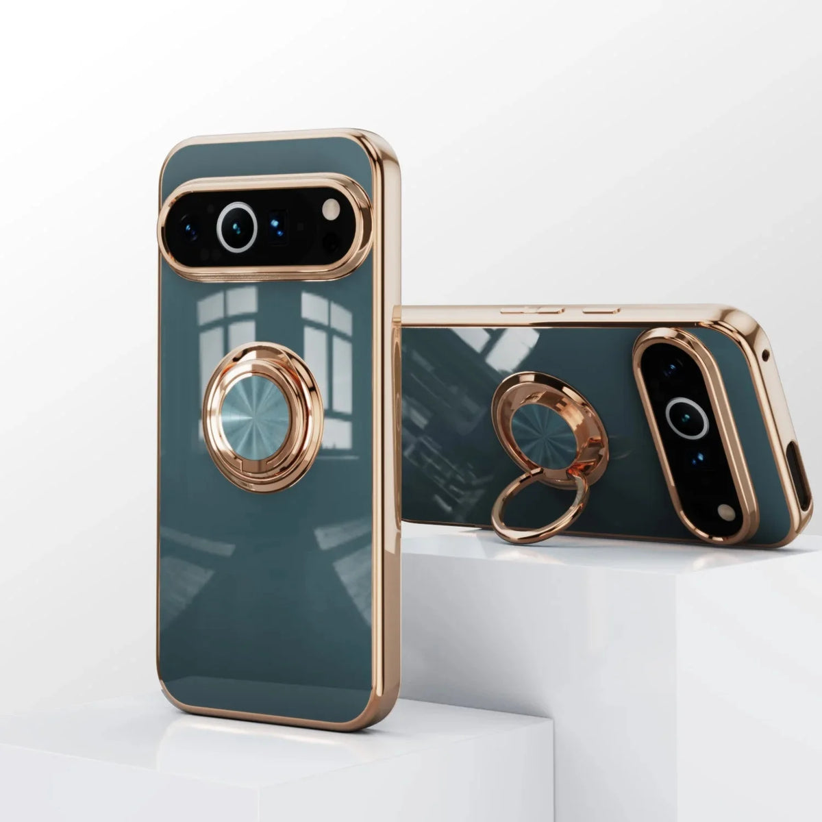 Handyhülle mit drehbarem Ring und Standfuß für Google Pixel – kompatibel mit magnetischer Autohalterung, Schutz | Sansoti
