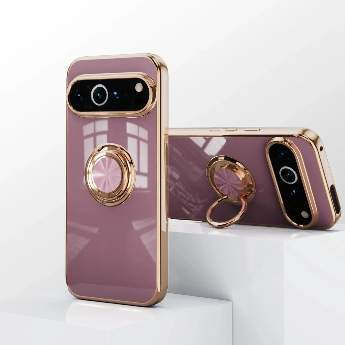 Handyhülle mit drehbarem Ring und Standfuß für Google Pixel – kompatibel mit magnetischer Autohalterung, Schutz | Sansoti