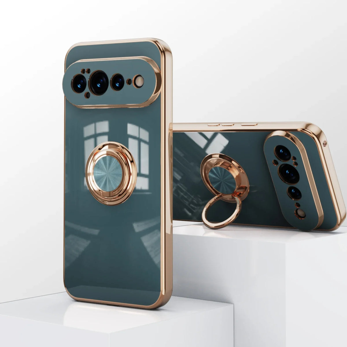 Handyhülle mit drehbarem Ring und Standfuß für Google Pixel – kompatibel mit magnetischer Autohalterung, Schutz | Sansoti