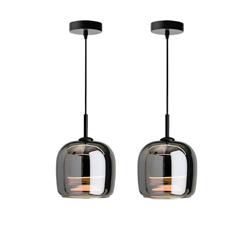 Pendant Lamp Black Glass Scandinavian Nordic LED E27 16cm Pendant Lamp Kitchen Living Room Luxury | Sansoti
