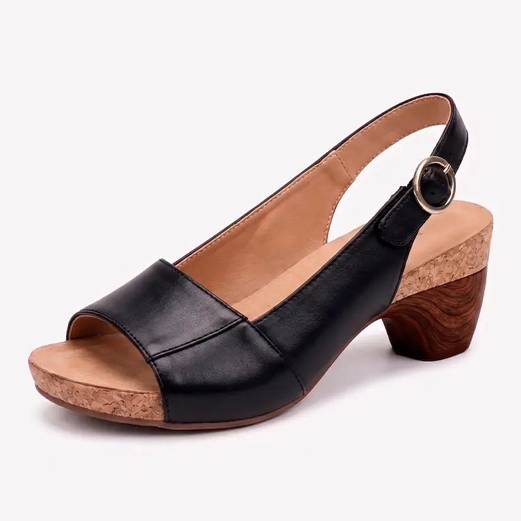 Dames Sandalen met Ronde Neus – Comfortabele Zomersandalen in Leer – Rubberen Zool | Sansoti