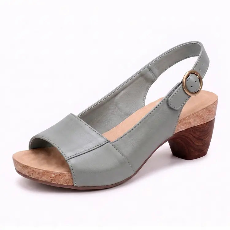 Dames Sandalen met Ronde Neus – Comfortabele Zomersandalen in Leer – Rubberen Zool | Sansoti