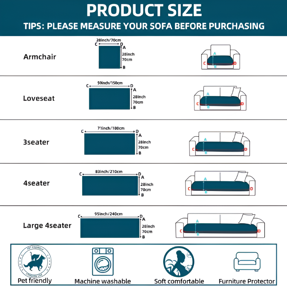 Rutschfester waschbarer Sofaschutz für Hunde aus Polyester 70x150 bis 70x240 cm | Sansoti
