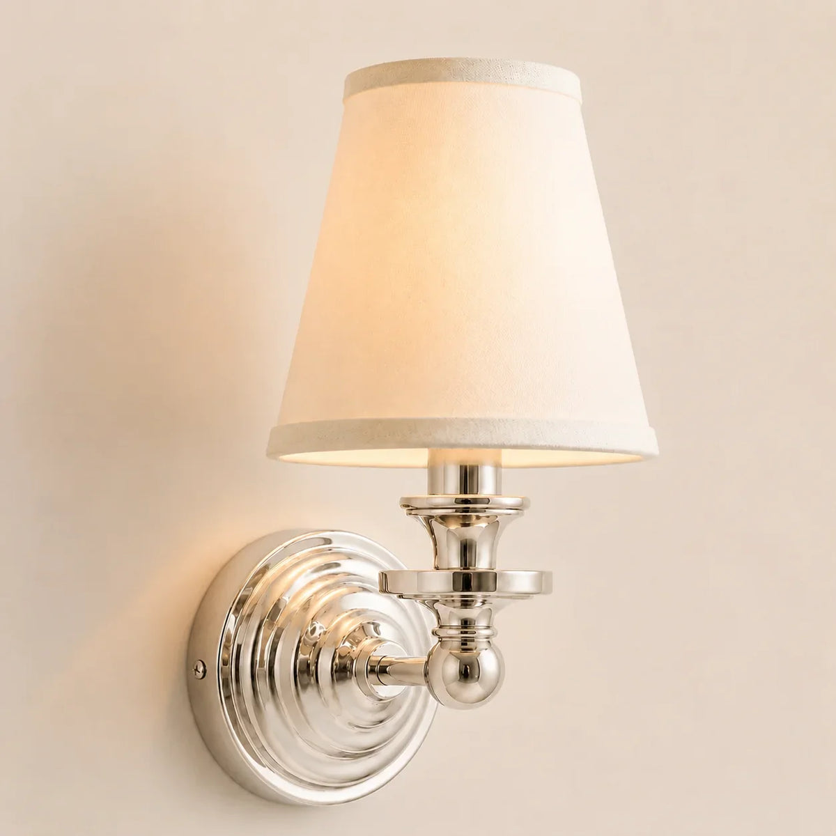 Vintage Wall Lamp with Linen Shade and Brass Fixture – Retro Design for Bedroom and Living Room | Sansoti