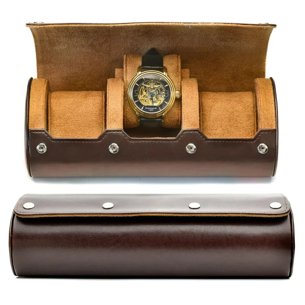 Horlogebox Leer met Velours Binnenkant 3 of 6 Vakken Reisorganizer Opbergdoos Horloge Bewaarbox Display | Sansoti