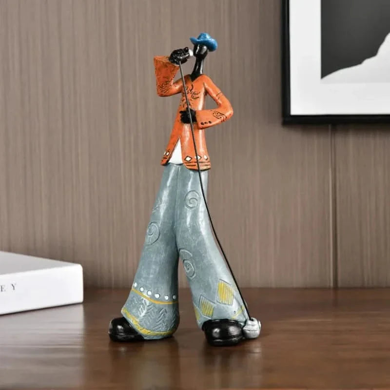Decorative Musician Figurine Jazz Style Hand-Painted Ceramic Living Room Interior Accents Décor | Sansoti