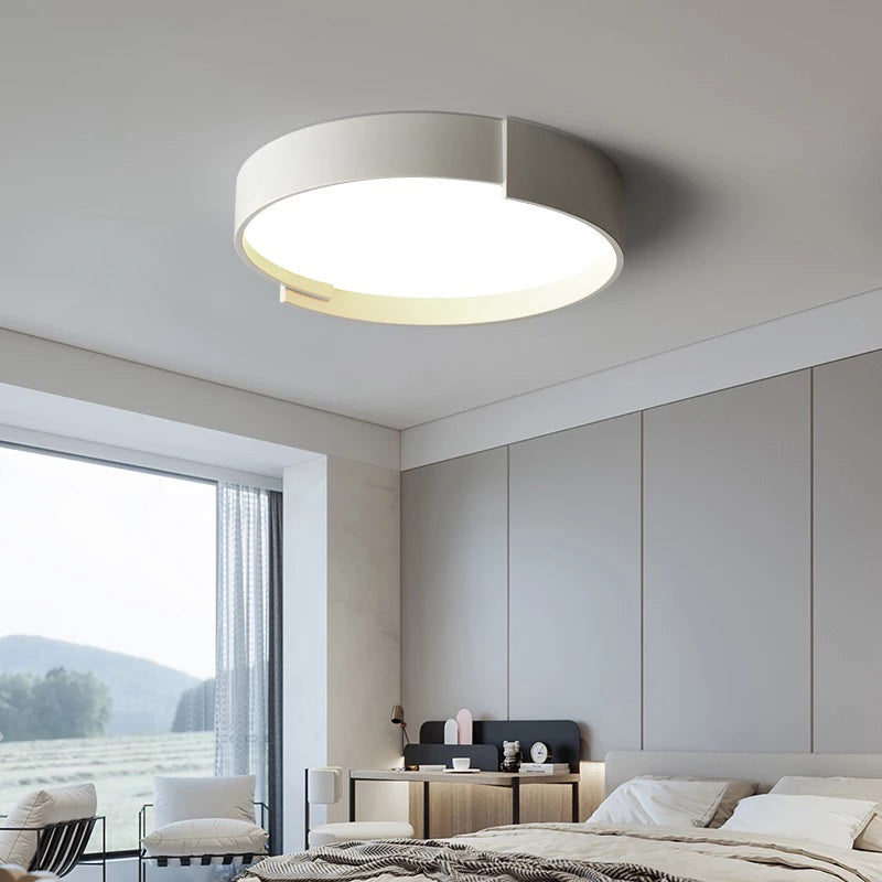 Doppelte LED-Deckenleuchte mit runder Metalloberfläche, moderne dimmbare Beleuchtung, Weiß, Grau, Grün, Gold, Wohnzimmer | Sansoti