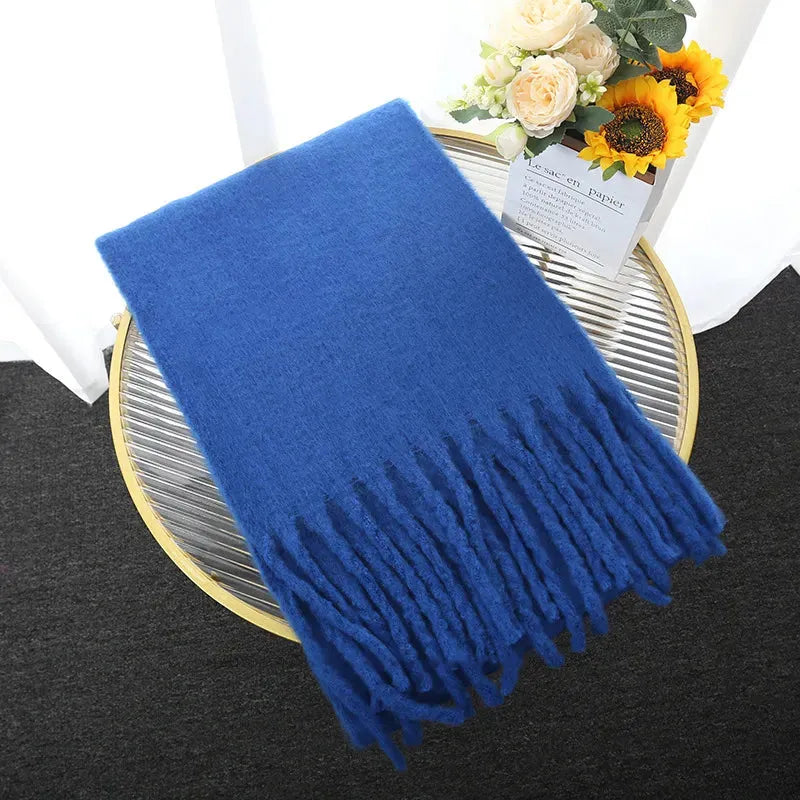 Kaschmir-Winterschal 240×40cm Unifarbener Wollmix-Schal Warm Gestrickte Stola Damen-Accessoire Weicher Wrap | Sansoti