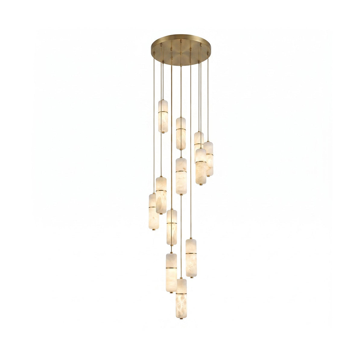 Chandelier Brass Alabaster LED Pendant Light 1-15 Lights Dining Room Living Room Staircase Atmospheric Luxury Lighting | Sansoti