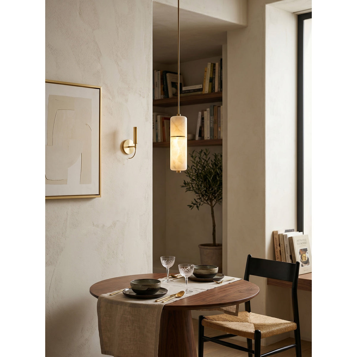 Lustre en laiton et albâtre, suspension LED à 1-15 points lumineux pour salle à manger, salon ou escalier, éclairage d’ambiance luxueux | Sansoti