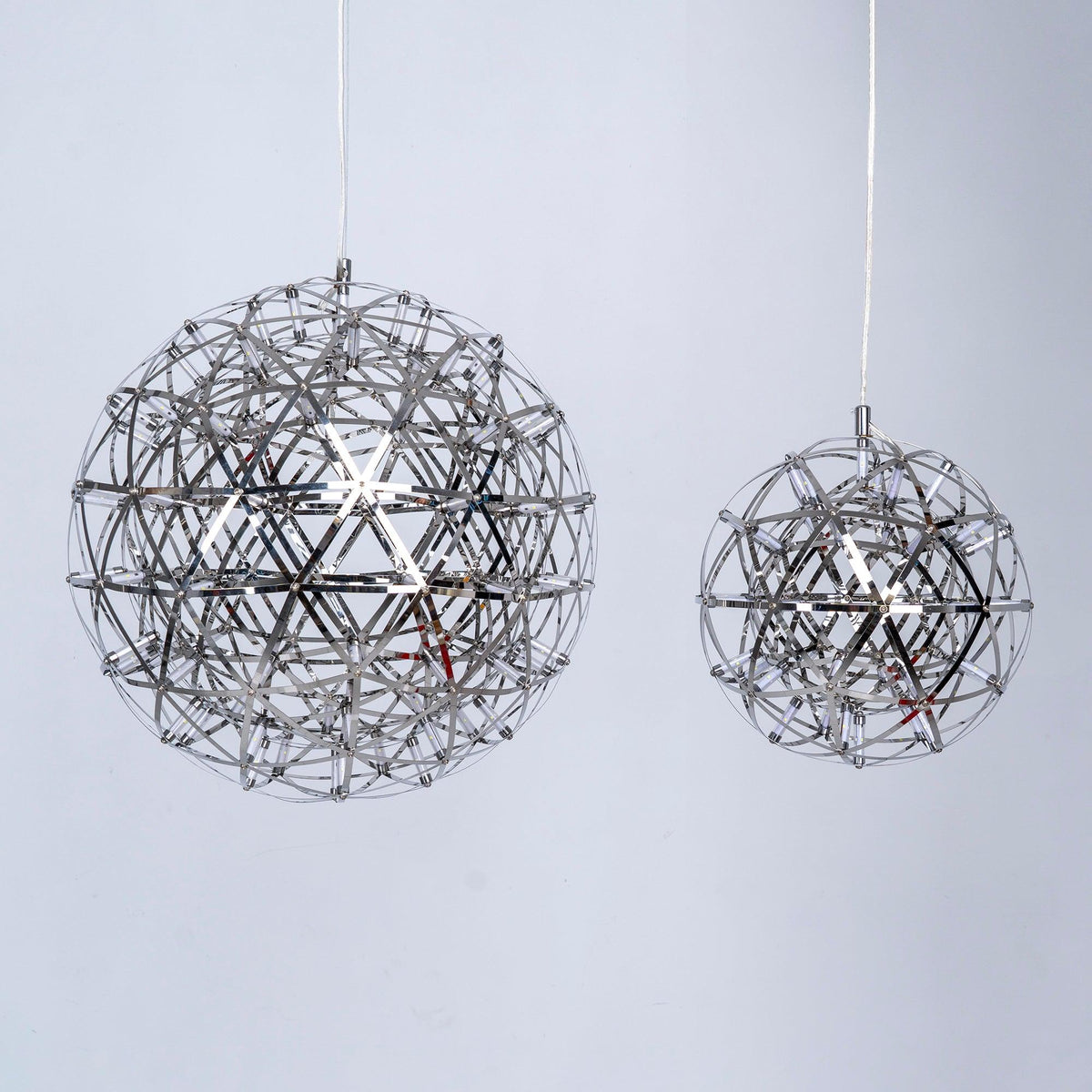 LED Pendant Lamp Silver Globe Ambient Lighting Modern Light Globe with Dimmable Light Points Transparent Crystal Globe Decorative Scandinavian Warm White Industrial Design Interior Lamp | Sansoti