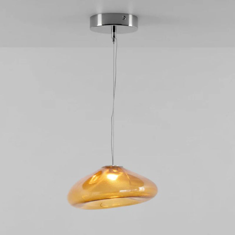 Glas-Hängeleuchte mit organischer Textur Transparent Rauchgrau Bernstein | Sansoti