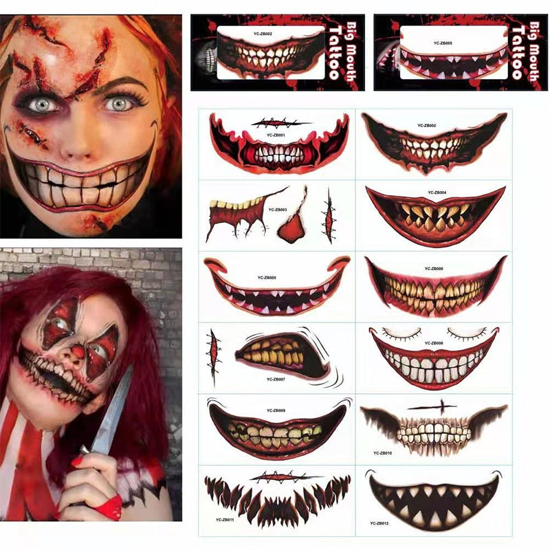 Temporary Tattoo Stickers Horror Wounds Scars Cosplay Halloween Makeup Decoration Set 12-30 Pieces | Sansoti