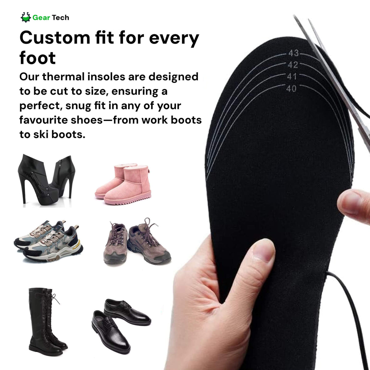 Heated Insoles USB Rechargeable for Work Shoes and Boots | Sansoti