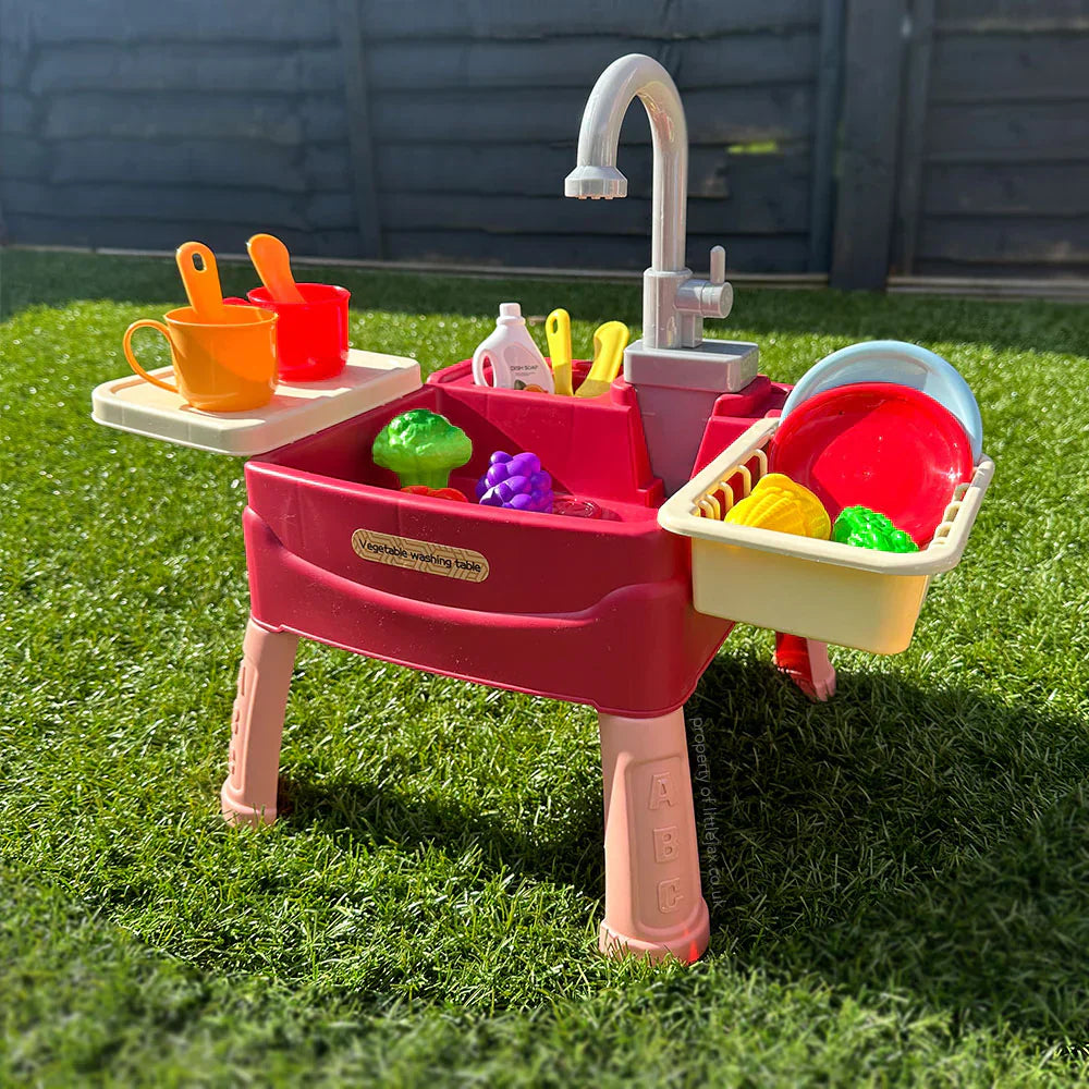 Interactive Play Kitchen with Water Pump and Sink for Imaginative Role Play | Sansoti