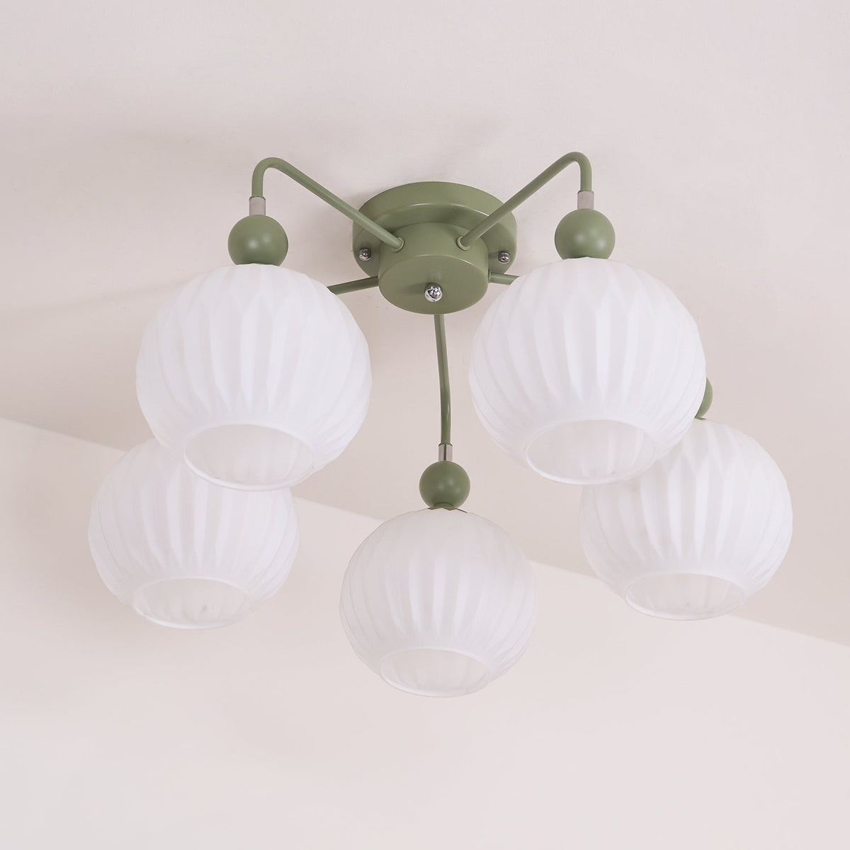 Ceiling Light with Wavy Glass Shades 4-8 Arms Black Green Living Room Bedroom Modern Design Ambient Lighting | Sansoti