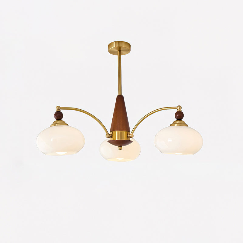 Lustre rétro Calliope – Suspension métallique avec abat-jours en verre – 3, 5 ou 8 points lumineux – Design classique vintage pour salle à manger et salon | Sansoti