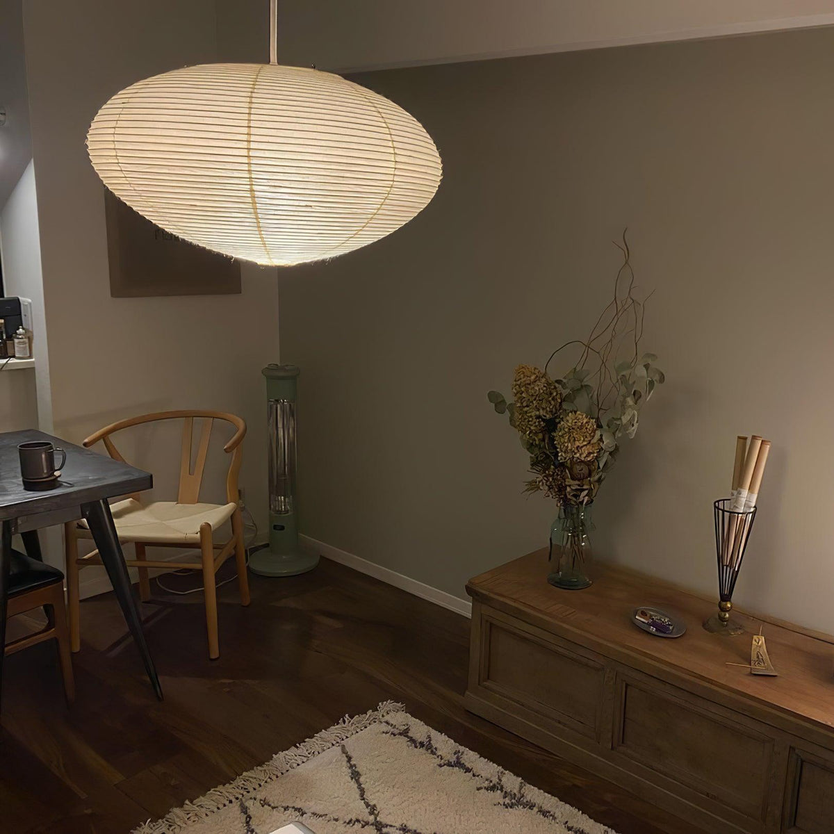 Handgefertigte Washi-Papier-Hängeleuchte – japanisches Design mit E26/E27-Fassung – sanfte Beleuchtung für Wohnzimmer, Schlafzimmer und Esszimmer – inklusive Montagehaken | Sansoti