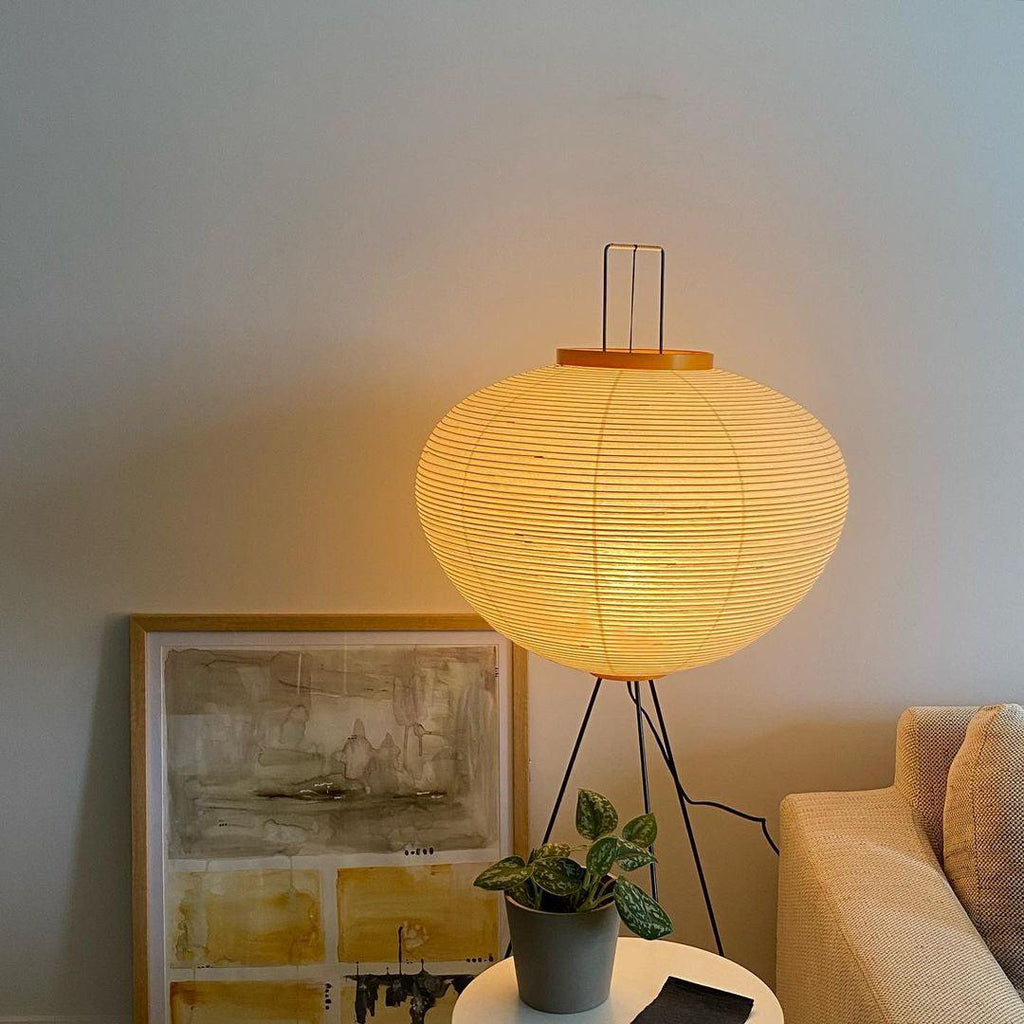 Reispapier Stehlampe 123cm Metall Weiß Wohnzimmer Stehlampe Japandi Wabi Sabi Beleuchtung Design | Sansoti