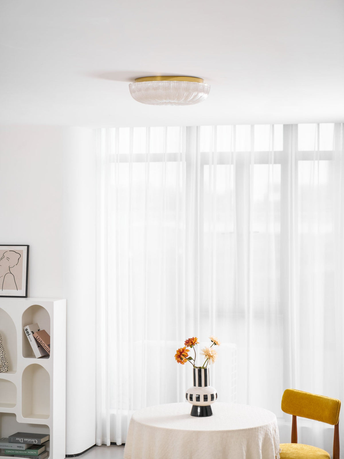 Glass Ceiling Light with Ribbed Texture – Warm Dimmable Light for Bedroom and Living Room – ø 20 to 50 cm | Sansoti