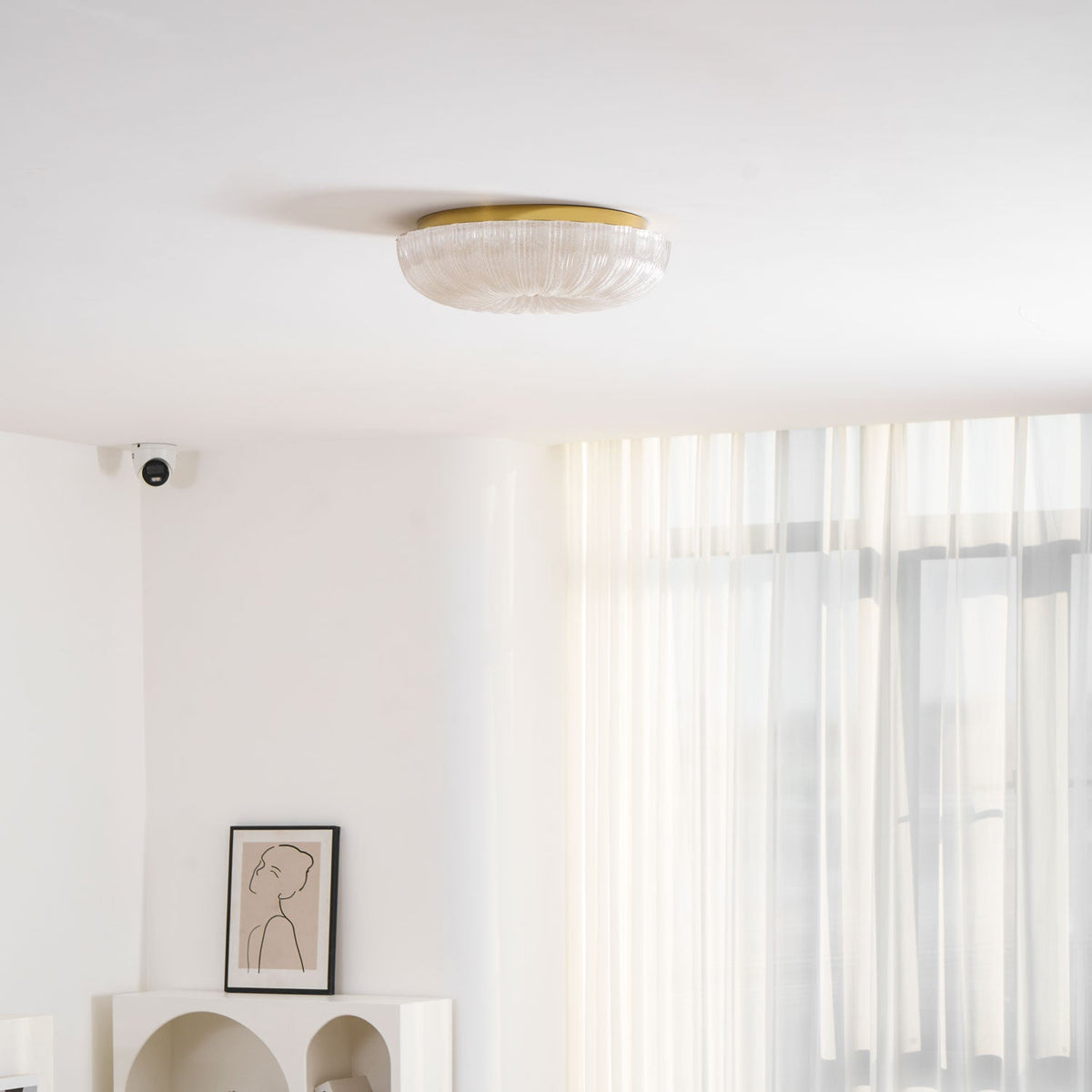Glass Ceiling Light with Ribbed Texture – Warm Dimmable Light for Bedroom and Living Room – ø 20 to 50 cm | Sansoti