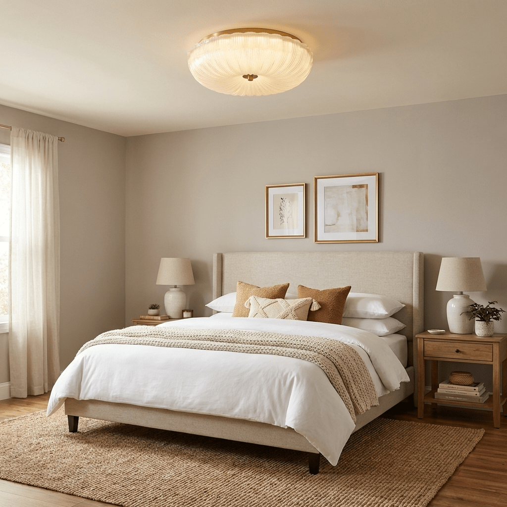Glass Ceiling Light with Ribbed Texture – Warm Dimmable Light for Bedroom and Living Room – ø 20 to 50 cm | Sansoti