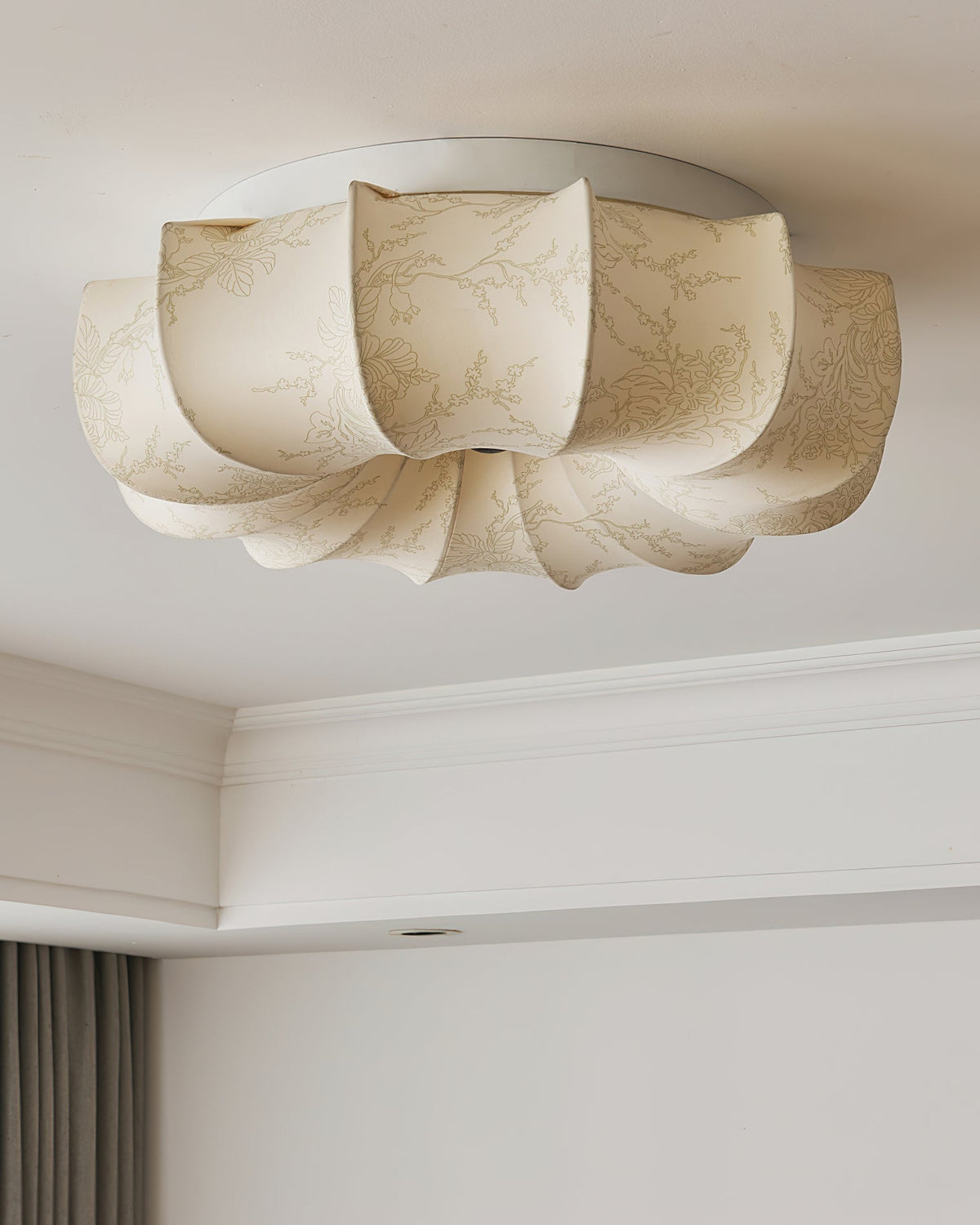 Fabric Ceiling Lamp with Floral Pattern Natural Atmosphere Lighting Scandinavian Design Living and Bedroom Lighting | Sansoti