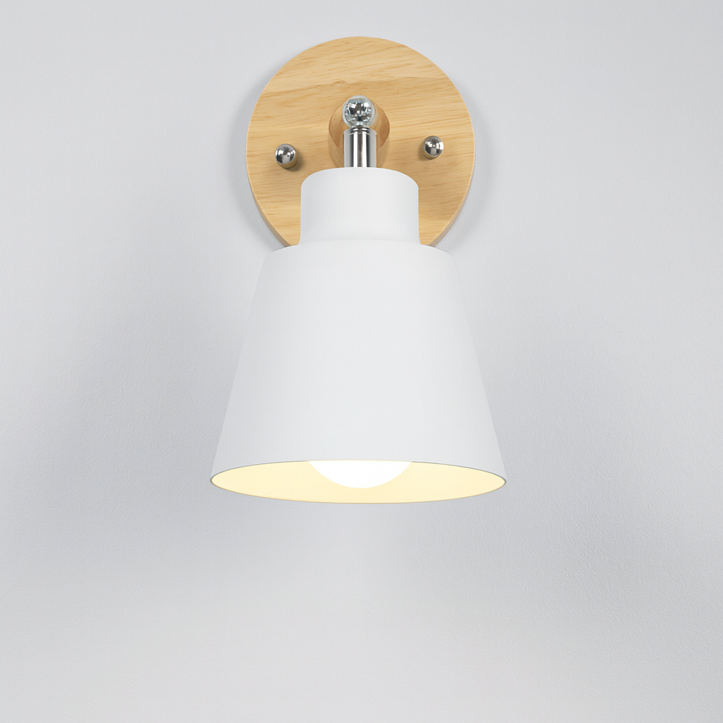 Wall Lamp Metal Wood Pull Switch 180° Rotatable E27 Reading Lamp Bedroom | Sansoti