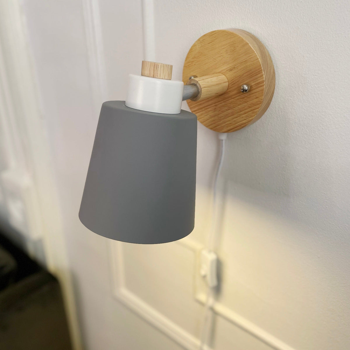 Wall Lamp Wood Metal Rotatable E27 Reading Lamp Bedroom Living Room Scandinavian | Sansoti