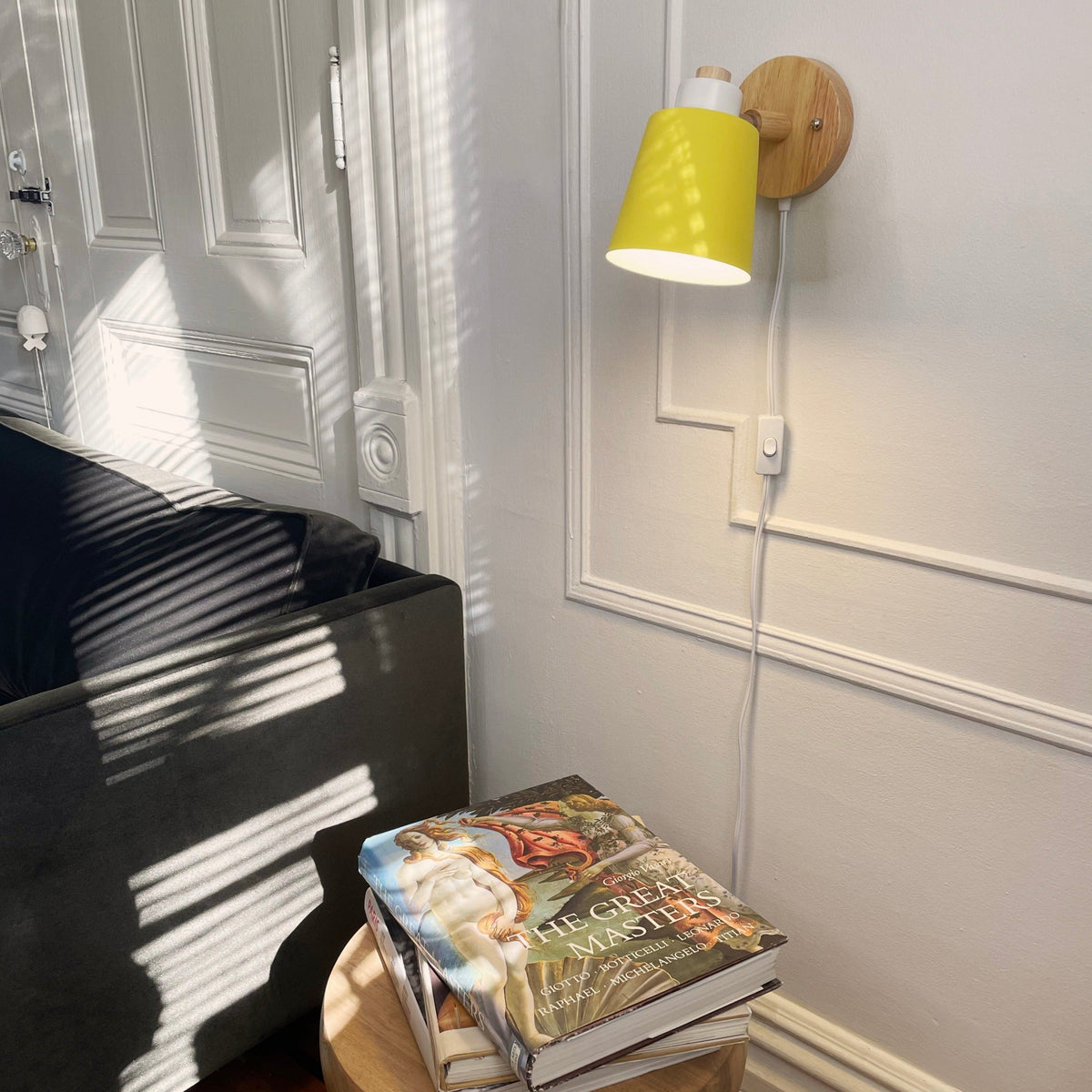 Wall Lamp Wood Metal Rotatable E27 Reading Lamp Bedroom Living Room Scandinavian | Sansoti