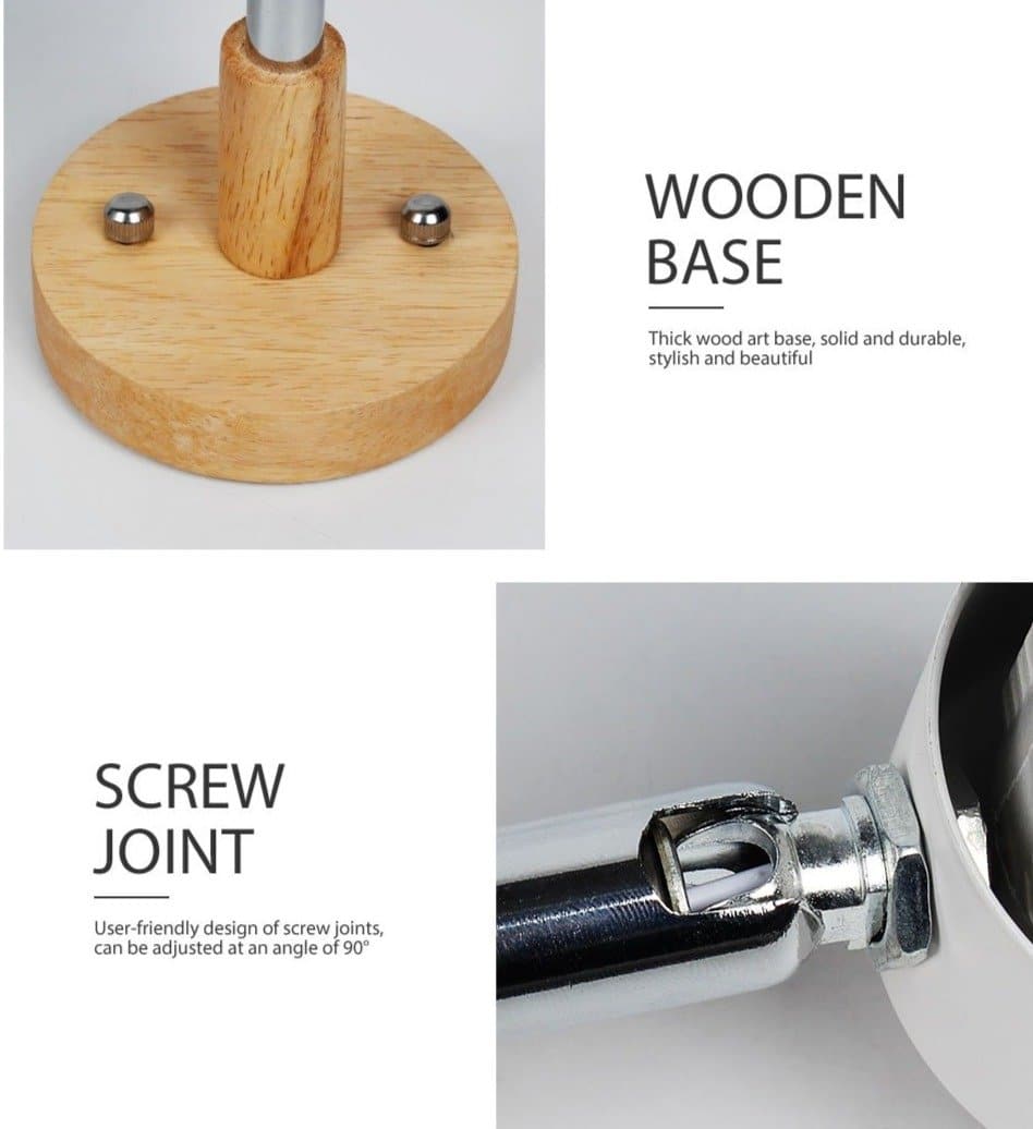 Wall Lamp Wood Metal Rotatable E27 Reading Lamp Bedroom Living Room Scandinavian | Sansoti