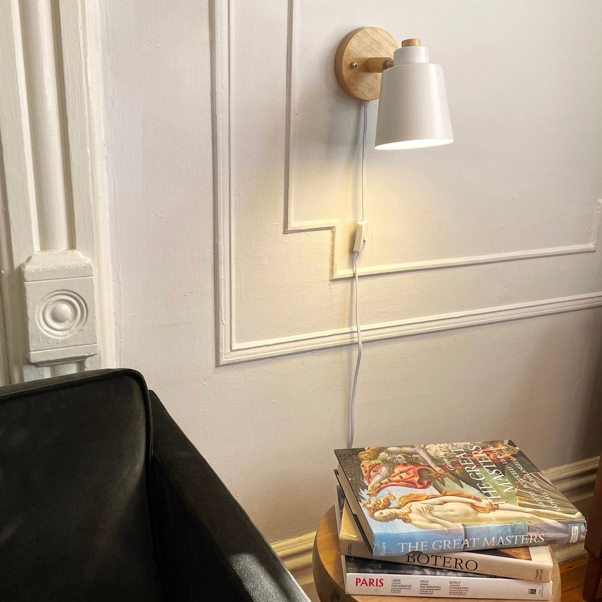 Wall Lamp Wood Metal Rotatable E27 Reading Lamp Bedroom Living Room Scandinavian | Sansoti