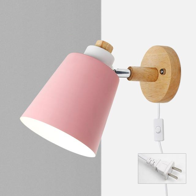 Wall Lamp Wood Metal Rotatable E27 Reading Lamp Bedroom Living Room Scandinavian | Sansoti