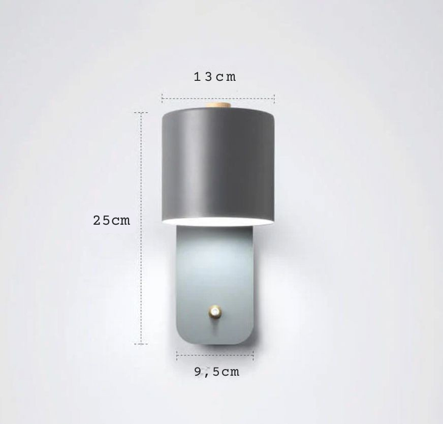 Applique pivotante cylindrique en aluminium, noir, blanc et vert, pour chambre et coin lecture, lumière directionnelle, spots réglables | Sansoti