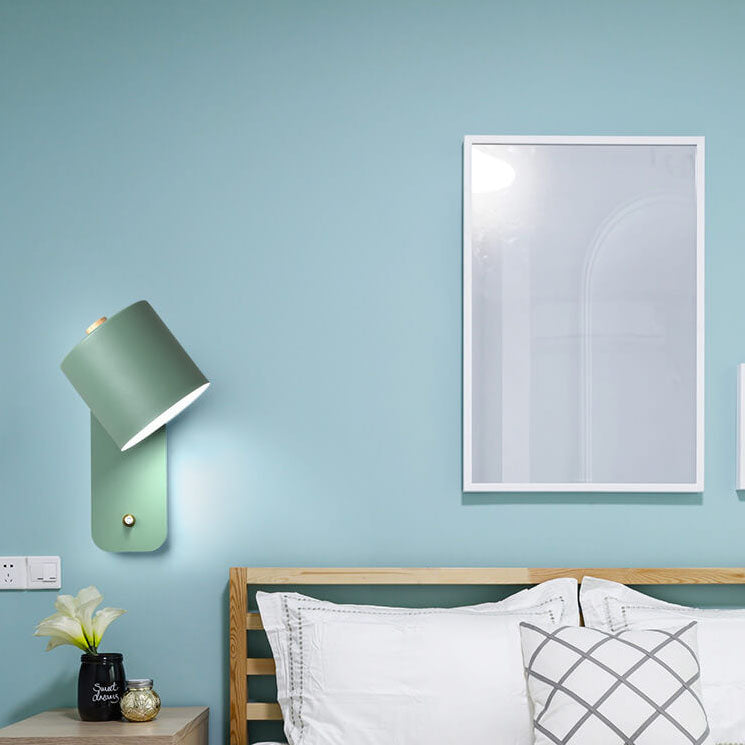 Applique pivotante cylindrique en aluminium, noir, blanc et vert, pour chambre et coin lecture, lumière directionnelle, spots réglables | Sansoti