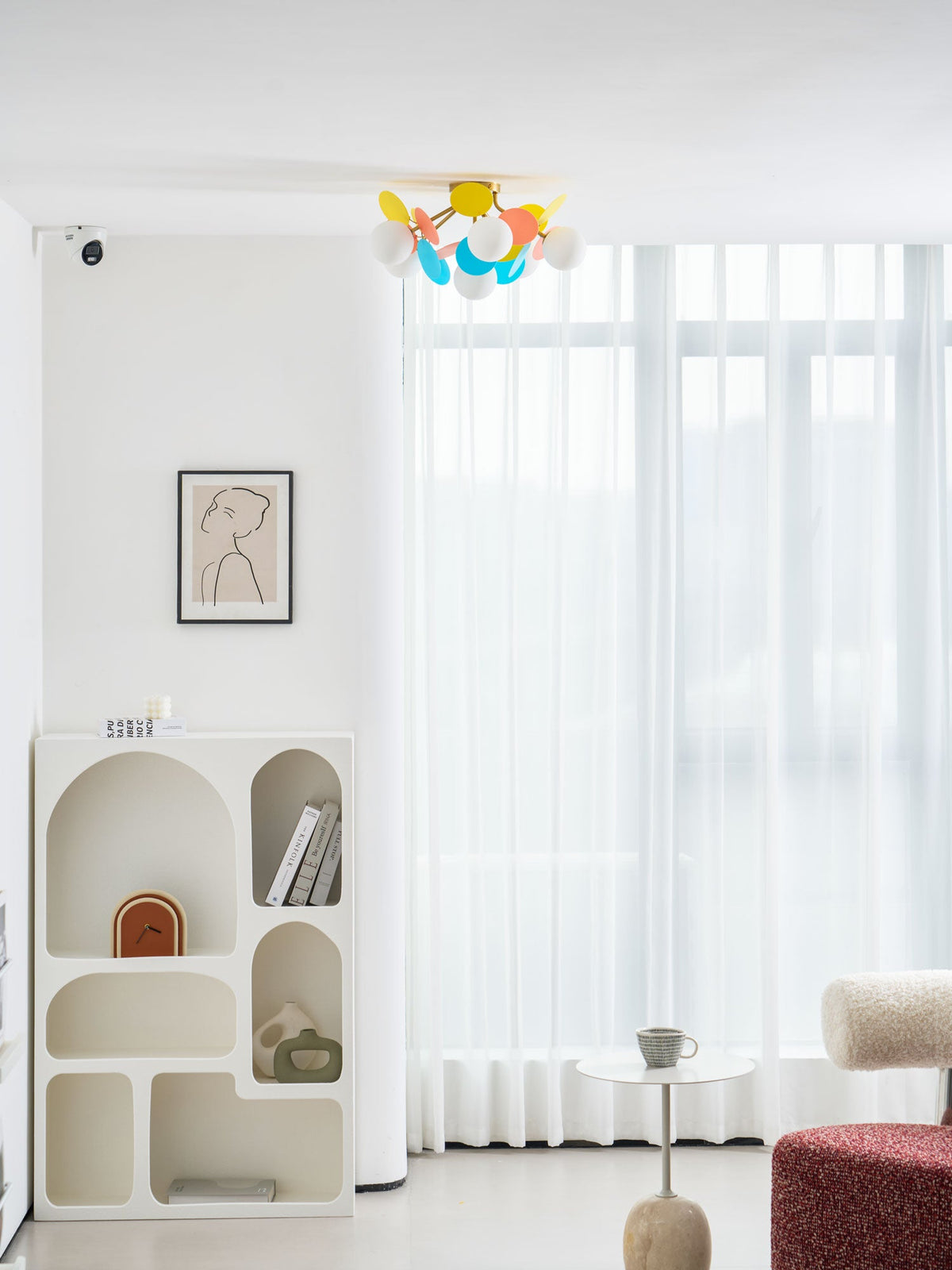 Plafonnier rond avec feuilles en acrylique – Couleurs pastel macaron – 1, 4, 6 ou 8 points lumineux – Douille G9 – Design scandinave pour chambre d’enfant, salon et bureau | Sansoti