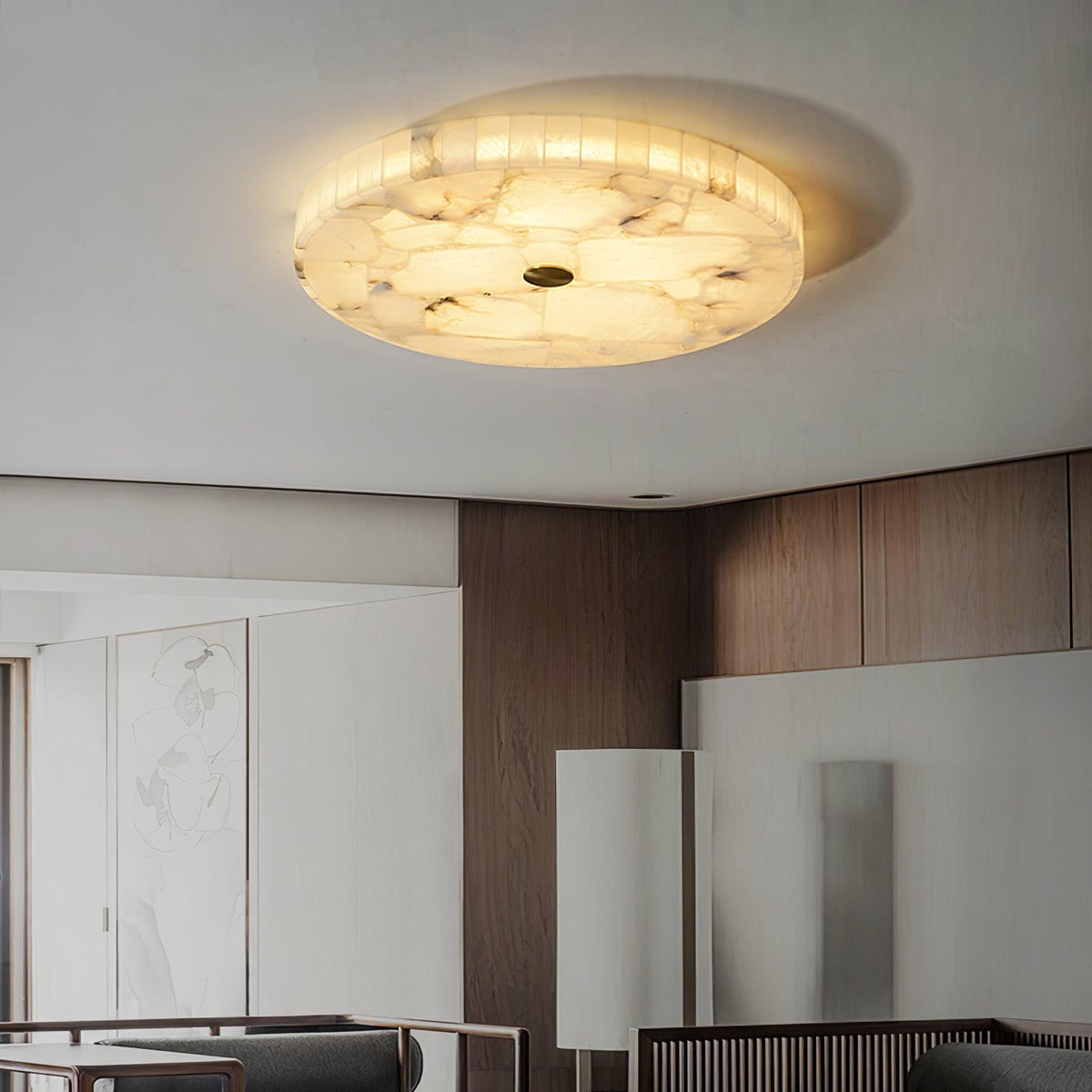 Ceiling Lamp Alabaster LED 5 cm White Gold Living Room Hall Modern Design Lamp Indoor | Sansoti